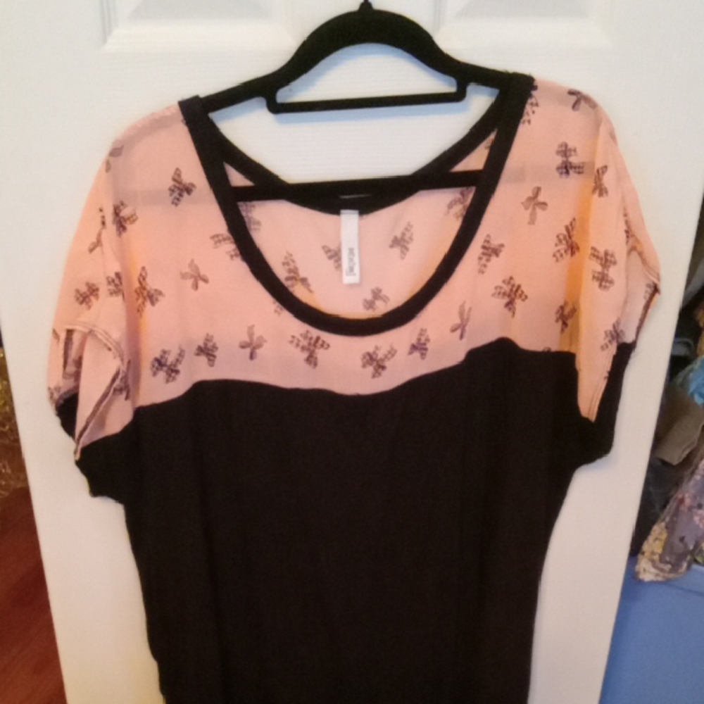 Pink And Black Bow Top Size 2x